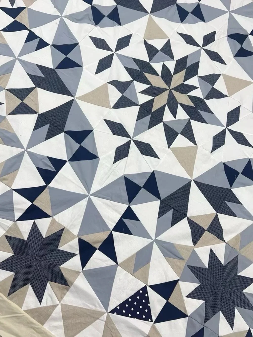 Handmade Original Alaska Patchwork Cotton Quilt Top/Topper Machine pieced 86x86”